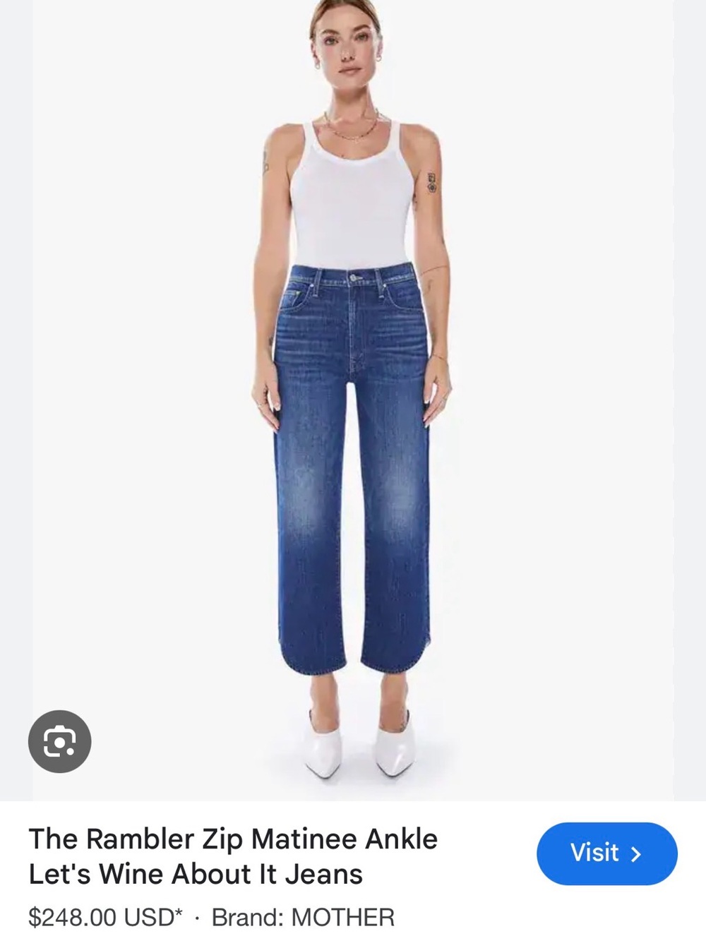 MOTHER Rambler Zip Matinee Ankle Jeans - Deep Blue